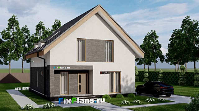 Одноэтажный дом с мансардой  F-3851